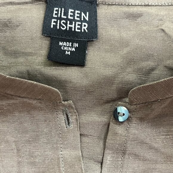 Eileen Fisher brown button up tunic jacket top M - Picture 6 of 6